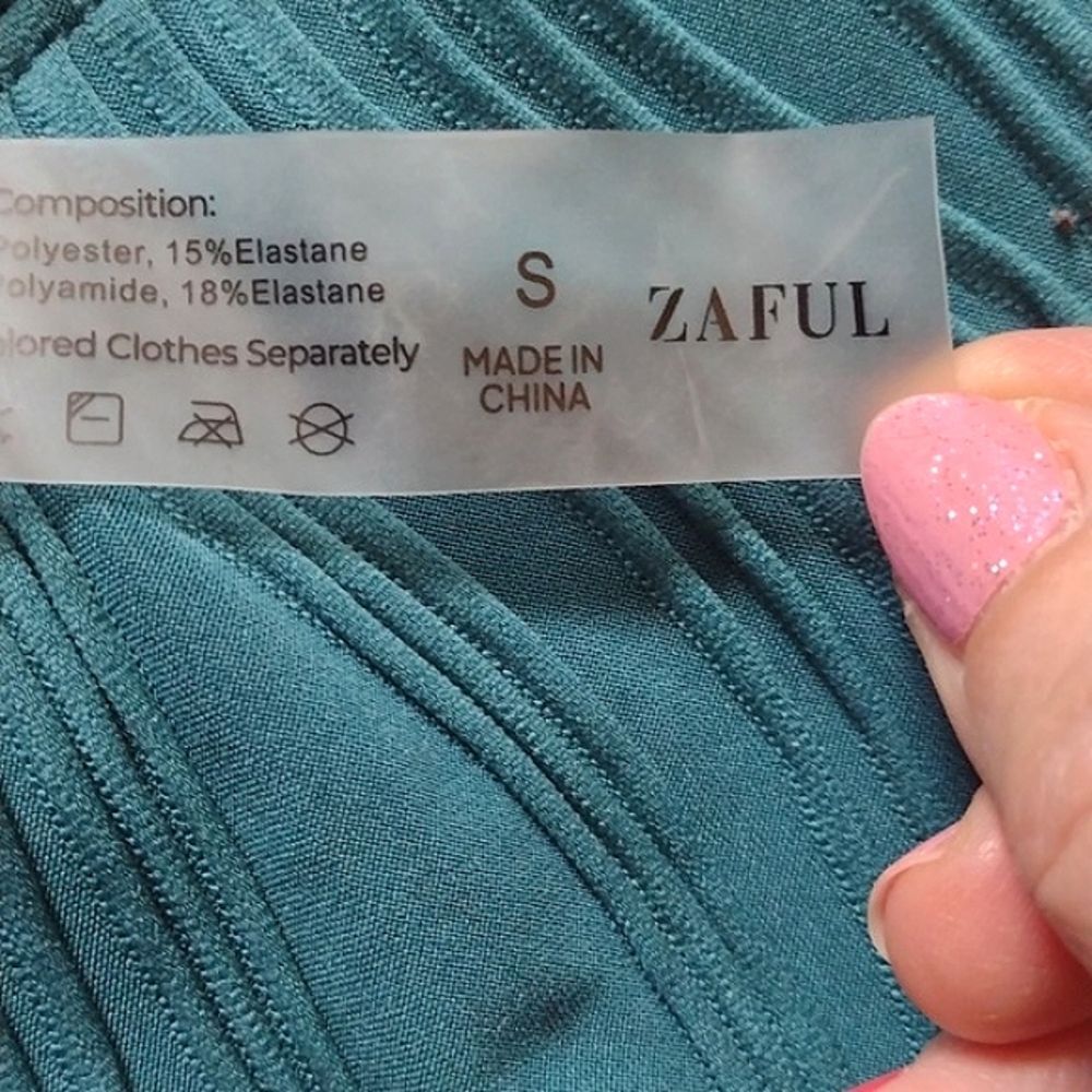 Zaful Teal Plunging Neckline Cross Tie Backless One Piece Swimsuit Size Small - Picture 8 of 11